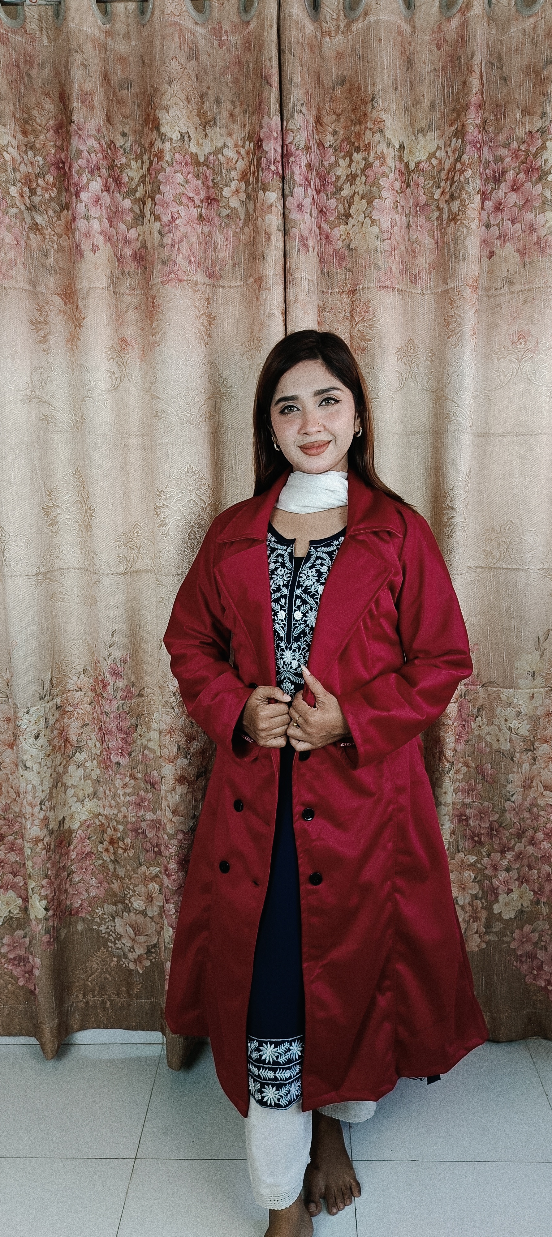 China suit leather fabric Long Overcoat